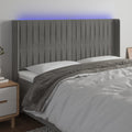 vidaXL Zagłówek do łóżka z LED, jasnoszary, 203x16x118/128 cm, aksamit