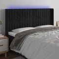 vidaXL Zagłówek do łóżka z LED, czarny, 203x16x118/128 cm, aksamit