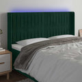 vidaXL Zagłówek do łóżka z LED, ciemnozielony 203x16x118/128cm aksamit
