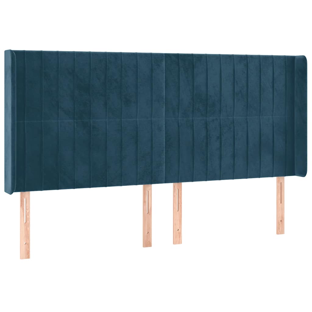 vidaXL Zagłówek do łóżka z LED ciemnoniebieski, 203x16x118/128 cm