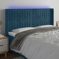 vidaXL Zagłówek do łóżka z LED ciemnoniebieski, 203x16x118/128 cm