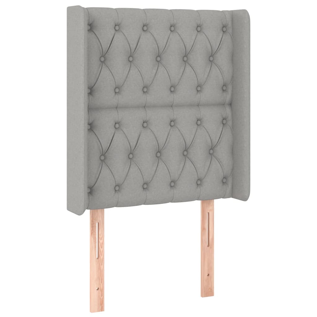 vidaXL Zagłówek do łóżka z LED, jasnoszary, 83x16x118/128 cm, tkanina