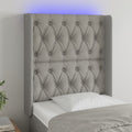 vidaXL Zagłówek do łóżka z LED, jasnoszary, 83x16x118/128 cm, tkanina