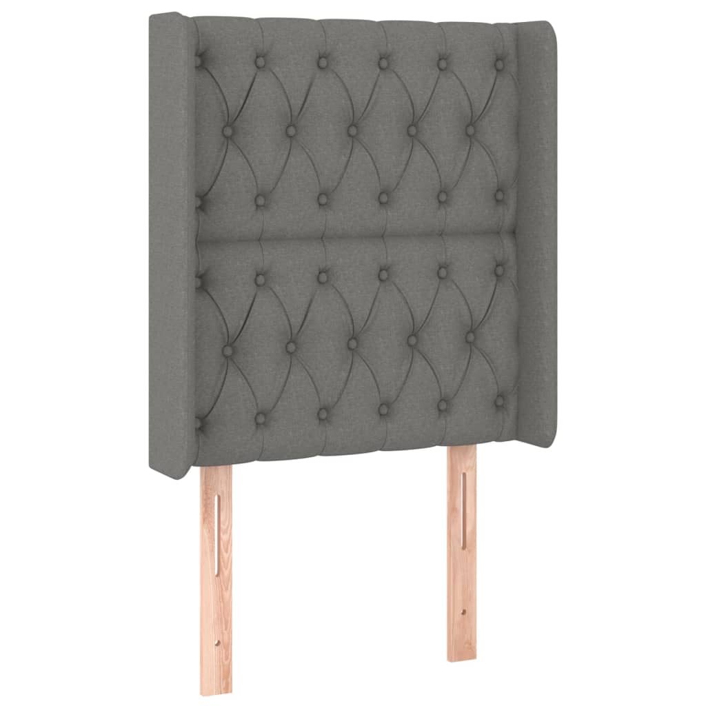 vidaXL Zagłówek do łóżka z LED, ciemnoszary, 83x16x118/128 cm, tkanina