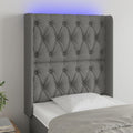 vidaXL Zagłówek do łóżka z LED, ciemnoszary, 83x16x118/128 cm, tkanina