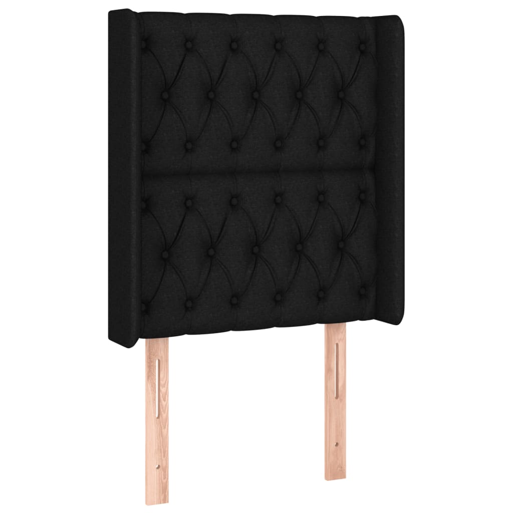 vidaXL Zagłówek do łóżka z LED, czarny, 83x16x118/128 cm, tkanina