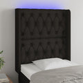 vidaXL Zagłówek do łóżka z LED, czarny, 83x16x118/128 cm, tkanina