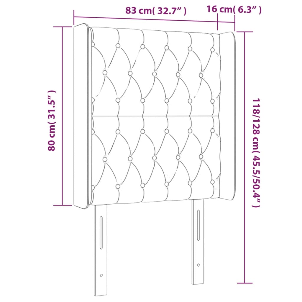 vidaXL Zagłówek do łóżka z LED, niebieski, 83x16x118/128 cm, tkanina