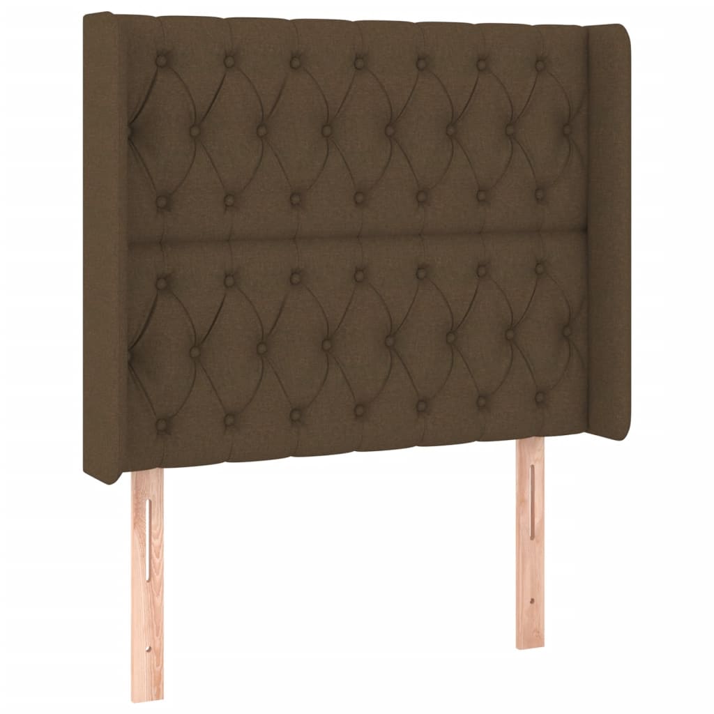 vidaXL Zagłówek do łóżka z LED ciemnobrązowy, 93x16x118/128 cm tkanina