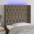 vidaXL Zagłówek do łóżka z LED, taupe, 103x16x118/128 cm, tkanina