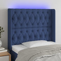 vidaXL Zagłówek do łóżka z LED, niebieski, 103x16x118/128 cm, tkanina