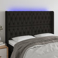 vidaXL Zagłówek do łóżka z LED, czarny, 163x16x118/128 cm, tkanina
