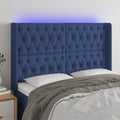 vidaXL Zagłówek do łóżka z LED, niebieski, 163x16x118/128 cm, tkanina