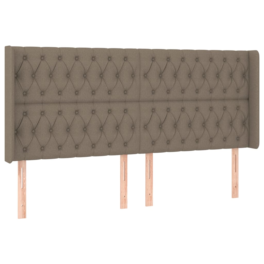 vidaXL Zagłówek do łóżka z LED, taupe, 183x16x118/128 cm, tkanina