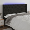 vidaXL Zagłówek do łóżka z LED, czarny, 203x16x118/128 cm, tkanina
