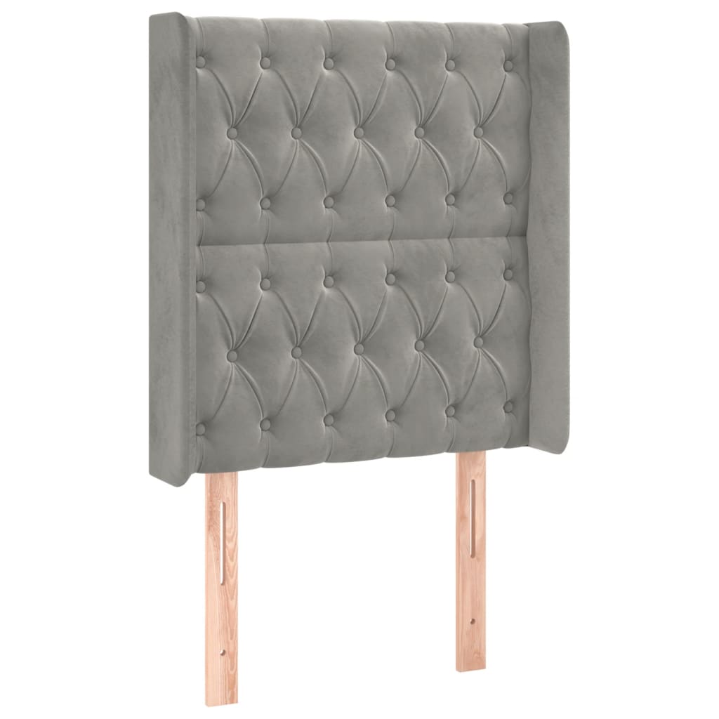 vidaXL Zagłówek do łóżka z LED, jasnoszary, 83x16x118/128 cm, aksamit
