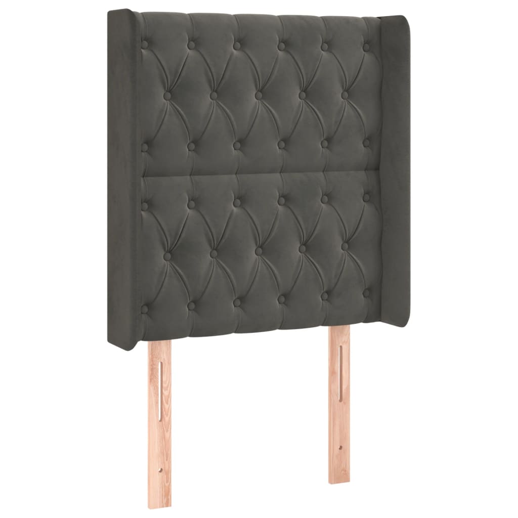 vidaXL Zagłówek do łóżka z LED, ciemnoszary, 83x16x118/128 cm, aksamit