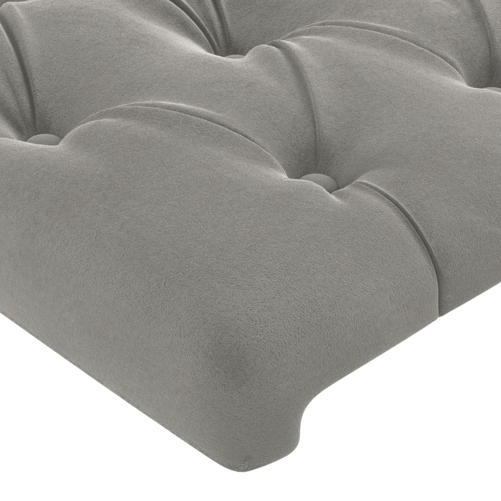 vidaXL Zagłówek do łóżka z LED, jasnoszary, 103x16x118/128 cm, aksamit