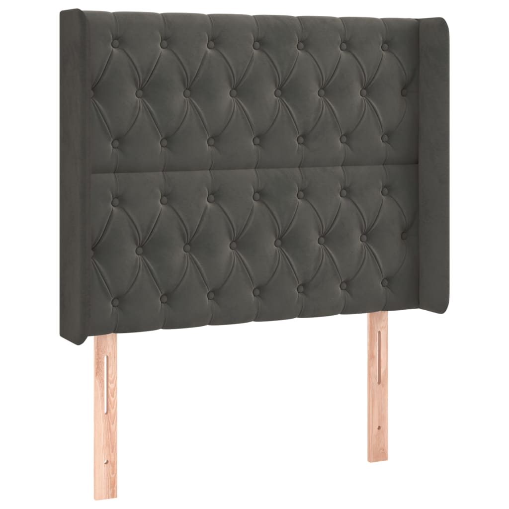 vidaXL Zagłówek do łóżka z LED, ciemnoszary, 103x16x118/128cm, aksamit