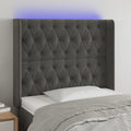 vidaXL Zagłówek do łóżka z LED, ciemnoszary, 103x16x118/128cm, aksamit