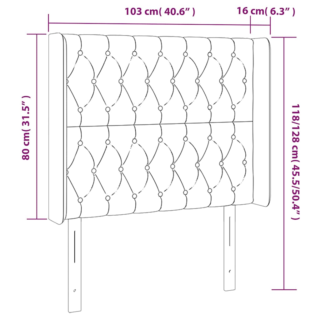 vidaXL Zagłówek do łóżka z LED, ciemnozielony 103x16x118/128cm aksamit