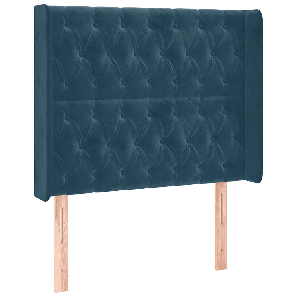 vidaXL Zagłówek do łóżka z LED ciemnoniebieski, 103x16x118/128 cm