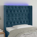 vidaXL Zagłówek do łóżka z LED ciemnoniebieski, 103x16x118/128 cm