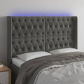 vidaXL Zagłówek do łóżka z LED, ciemnoszary, 147x16x118/128cm, aksamit