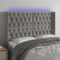 vidaXL Zagłówek do łóżka z LED, jasnoszary, 163x16x118/128 cm, aksamit