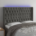 vidaXL Zagłówek do łóżka z LED, ciemnoszary, 163x16x118/128cm, aksamit