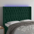 vidaXL Zagłówek do łóżka z LED, ciemnozielony 163x16x118/128cm aksamit