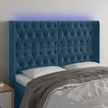vidaXL Zagłówek do łóżka z LED ciemnoniebieski, 163x16x118/128 cm