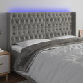 vidaXL Zagłówek do łóżka z LED, jasnoszary, 183x16x118/128 cm, aksamit