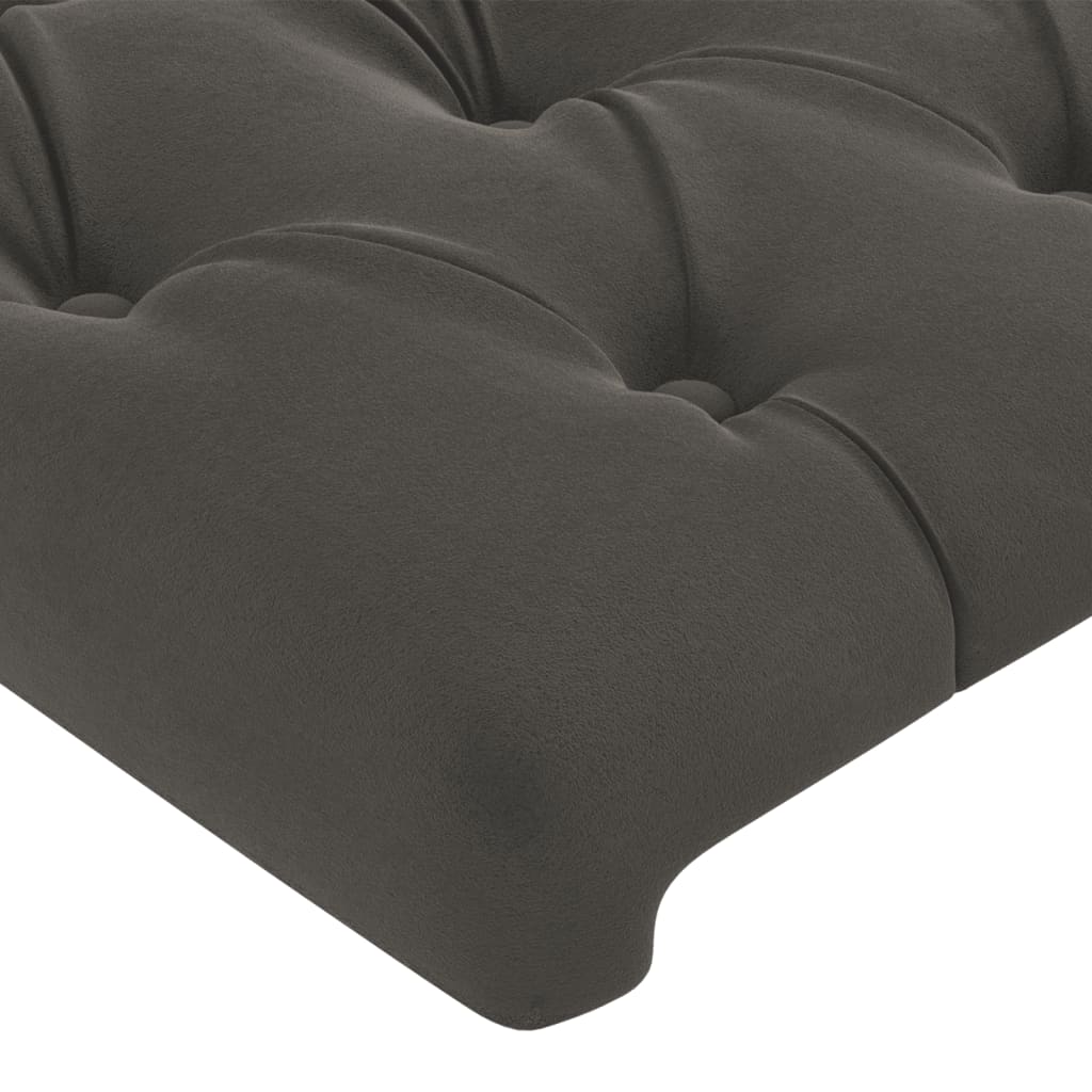 vidaXL Zagłówek do łóżka z LED, ciemnoszary, 183x16x118/128cm, aksamit