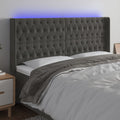 vidaXL Zagłówek do łóżka z LED, ciemnoszary, 183x16x118/128cm, aksamit