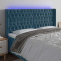 vidaXL Zagłówek do łóżka z LED ciemnoniebieski, 183x16x118/128 cm