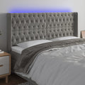 vidaXL Zagłówek do łóżka z LED, jasnoszary, 203x16x118/128 cm, aksamit