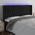 vidaXL Zagłówek do łóżka z LED, czarny, 203x16x118/128 cm, aksamit