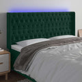 vidaXL Zagłówek do łóżka z LED, ciemnozielony 203x16x118/128cm aksamit