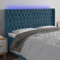 vidaXL Zagłówek do łóżka z LED ciemnoniebieski, 203x16x118/128 cm