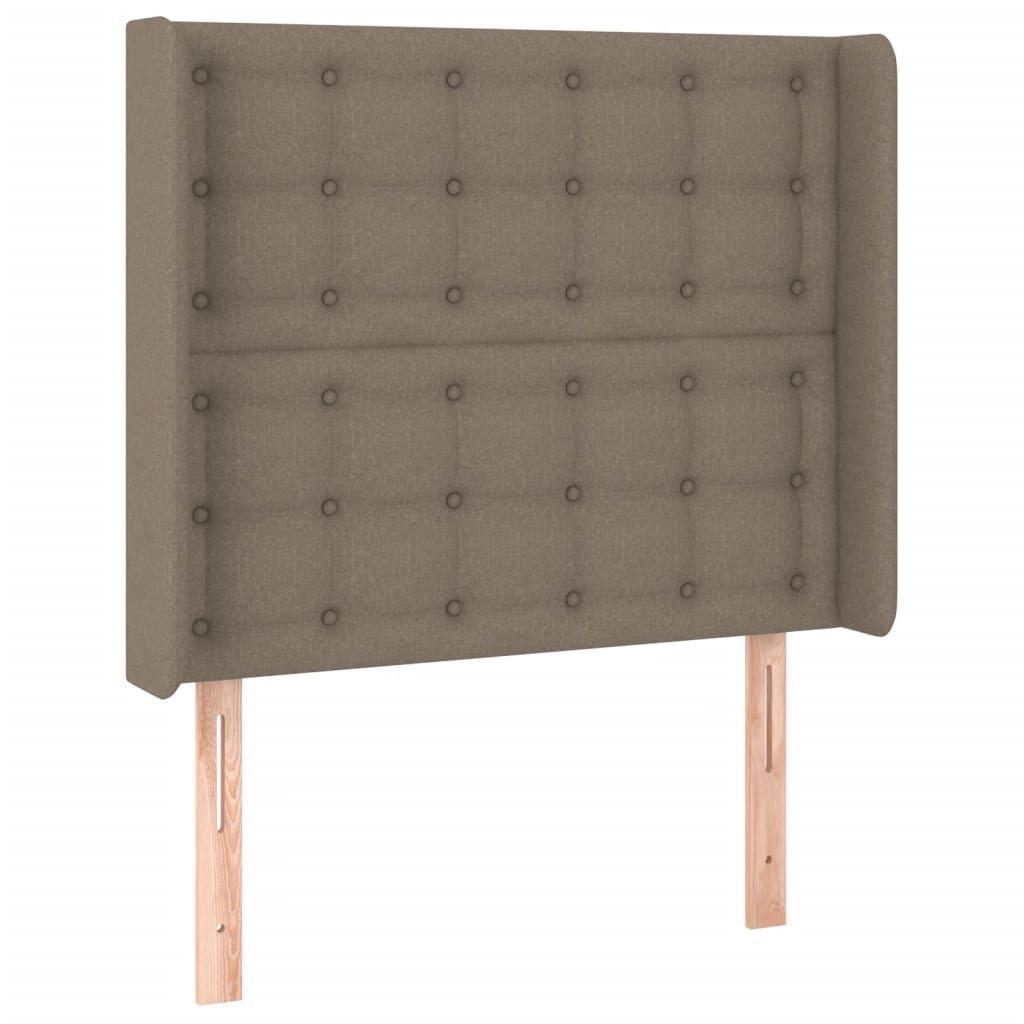 vidaXL Zagłówek do łóżka z LED, taupe, 83x16x118/128 cm, tkanina