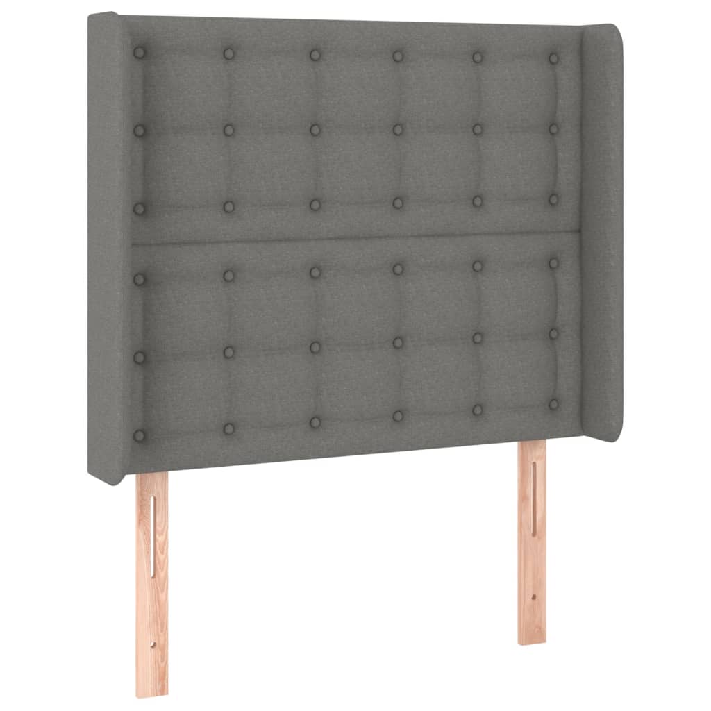 vidaXL Zagłówek do łóżka z LED, ciemnoszary, 93x16x118/128 cm, tkanina