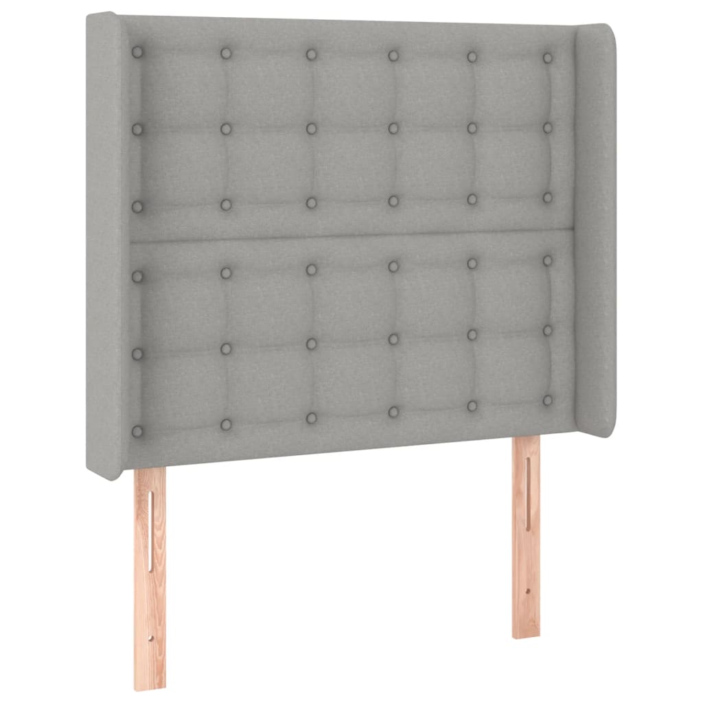 vidaXL Zagłówek do łóżka z LED, jasnoszary, 103x16x118/128 cm, tkanina