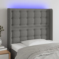 vidaXL Zagłówek do łóżka z LED, ciemnoszary, 103x16x118/128cm, tkanina