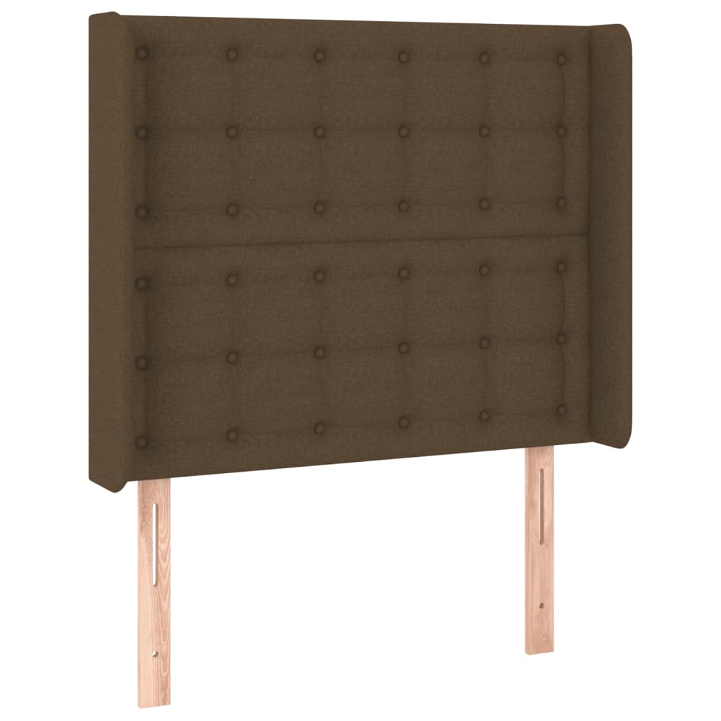 vidaXL Zagłówek do łóżka z LED ciemnobrązowy 103x16x118/128 cm tkanina