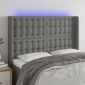 vidaXL Zagłówek do łóżka z LED, ciemnoszary, 147x16x118/128cm, tkanina