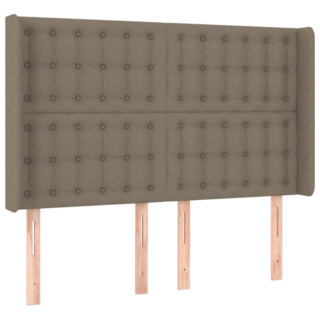 vidaXL Zagłówek do łóżka z LED, taupe, 147x16x118/128 cm, tkanina