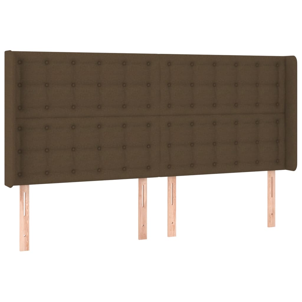vidaXL Zagłówek do łóżka z LED ciemnobrązowy 163x16x118/128 cm tkanina