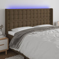 vidaXL Zagłówek do łóżka z LED ciemnobrązowy 163x16x118/128 cm tkanina