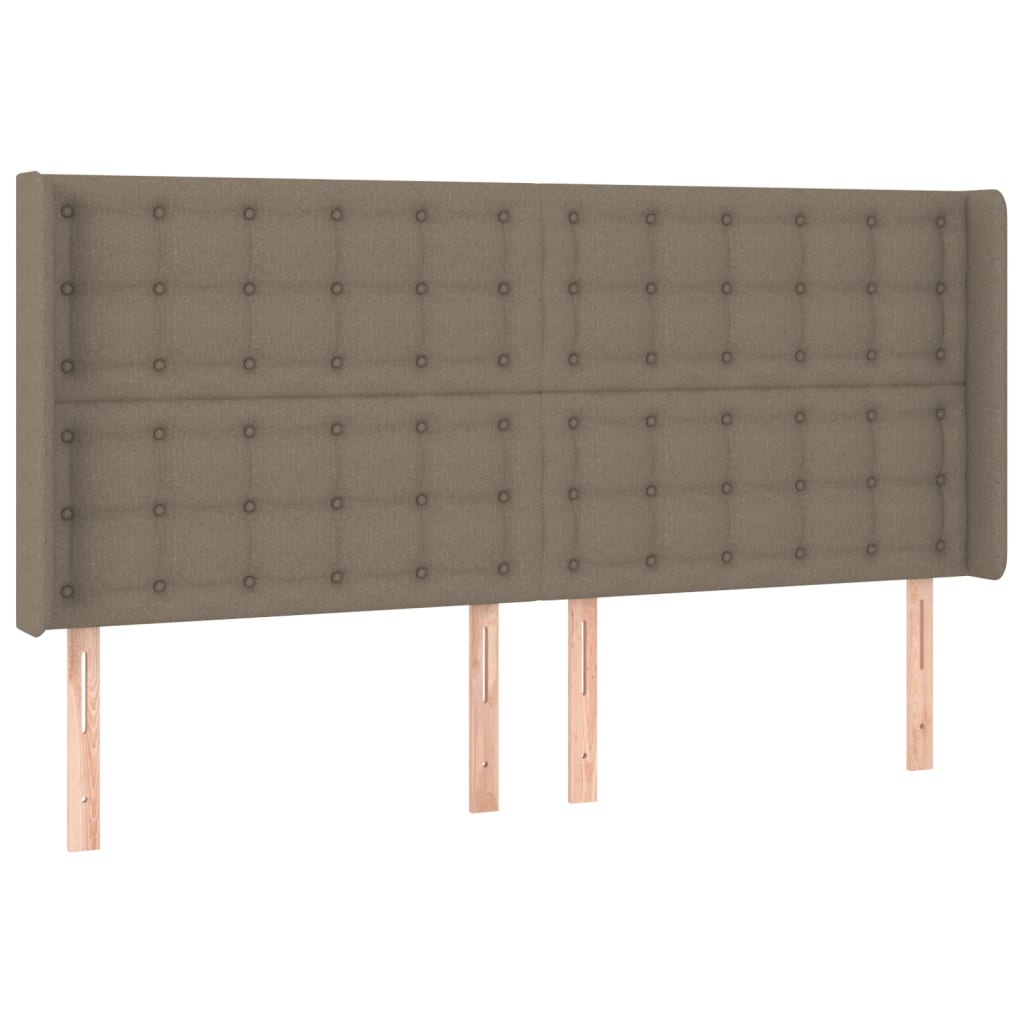 vidaXL Zagłówek do łóżka z LED, taupe, 183x16x118/128 cm, tkanina